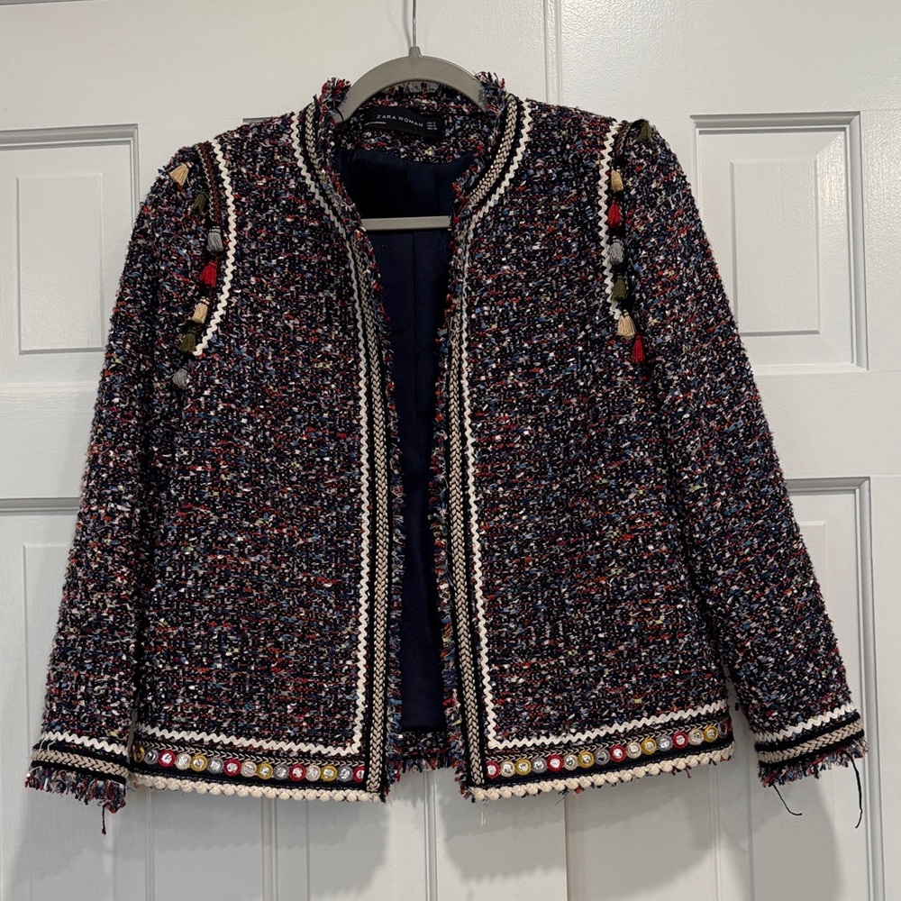 Zara cropped boucle jacket
